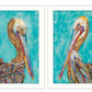 Set Of Two Pelicans White Framed Print Wall Art