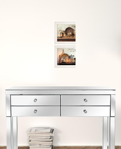 Set Of Two By Grace 4 White Framed Print Kitchen Wall Art