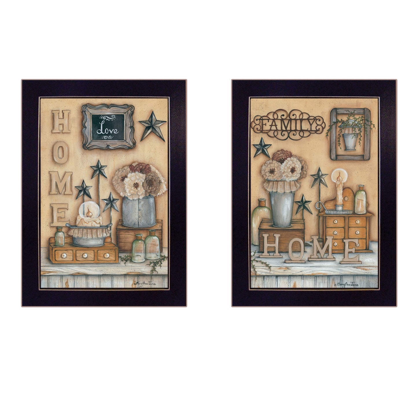 Set Of Two Where Family and Friends Gather II 1 Black Framed Print Wall Art