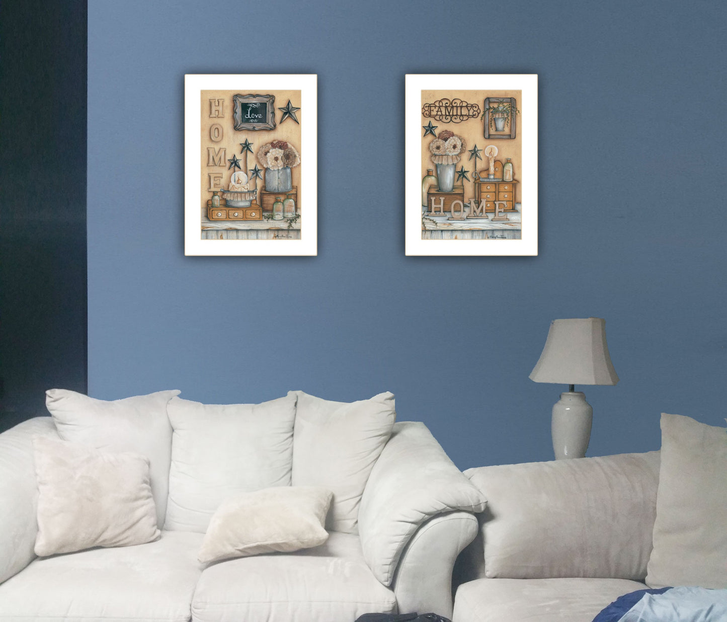 Set Of Two Where Family and Friends Gather II 2 White Framed Print Wall Art