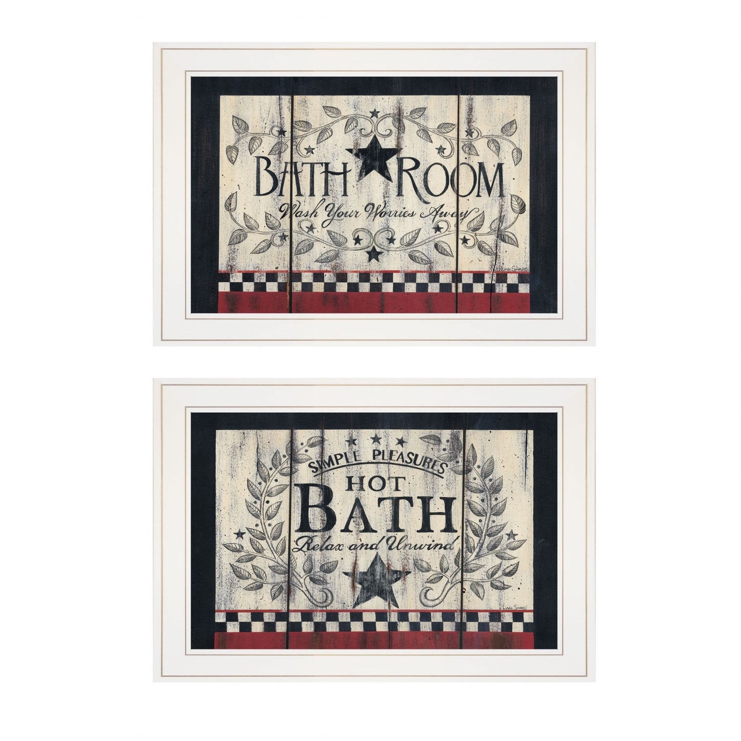 Set Of Two Hot Bath 6 White Framed Print Bathroom Wall Art