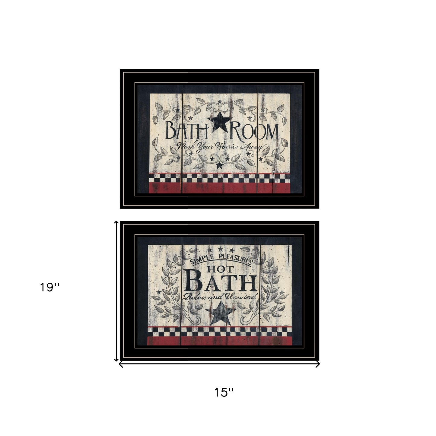 Set Of Two Hot Bath 8 Black Framed Print Bathroom Wall Art