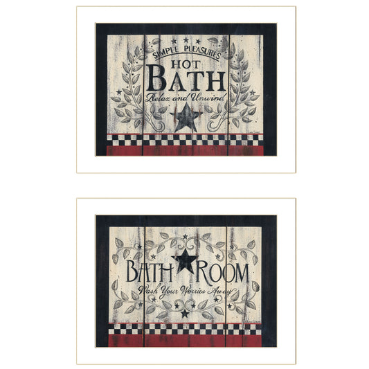 Set Of Two Hot Bath 10 White Framed Print Bathroom Wall Art