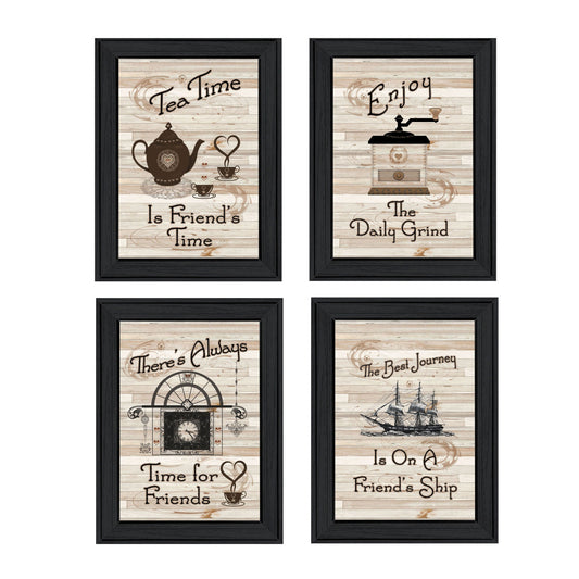 Set Of Four Friendship 1 Black Framed Print Kitchen Wall Art