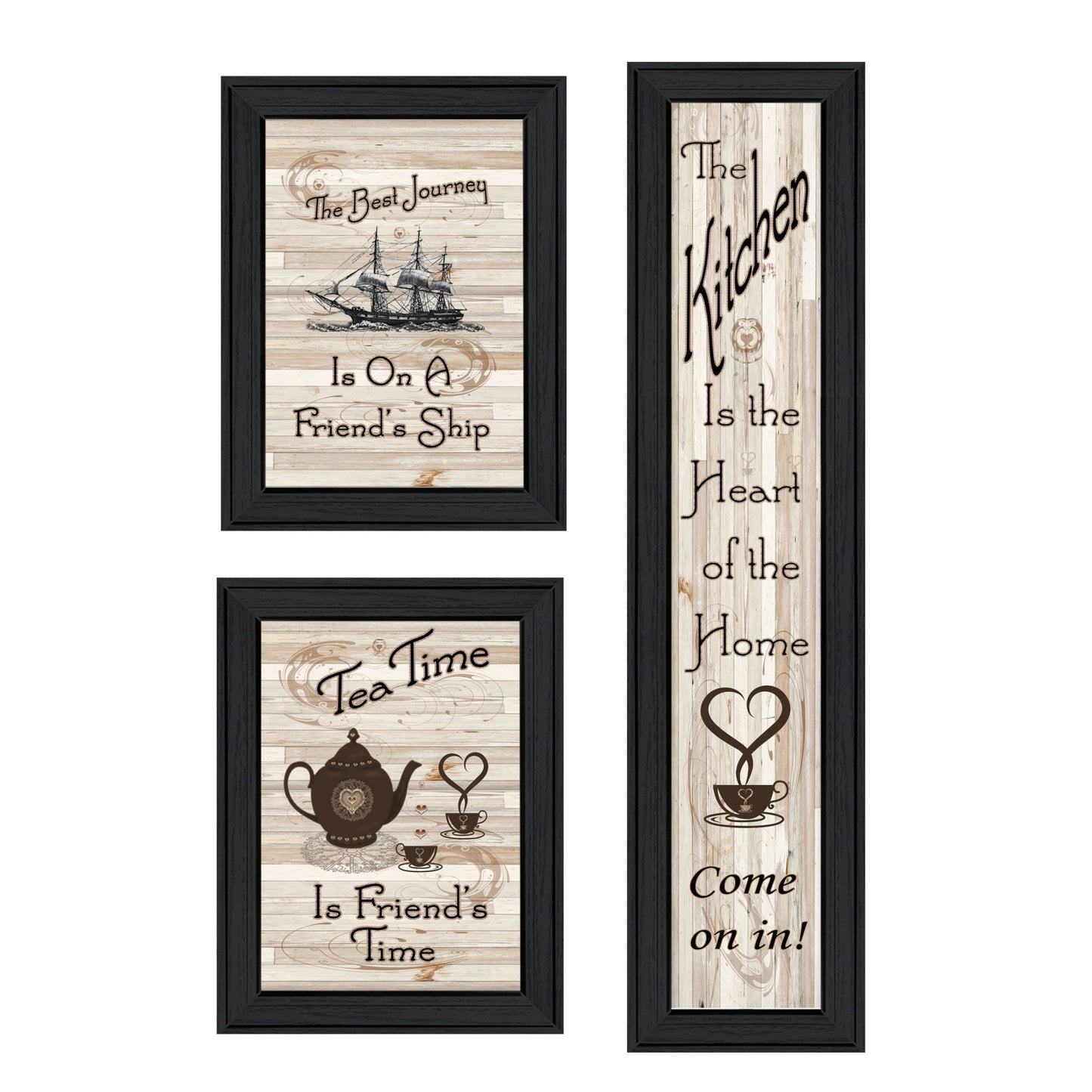 Set Of Three The Kitchen Collection II 2 Black Framed Print Kitchen Wall Art