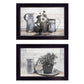 Set Of Two Floral with Tin Ware 2 Black Framed Print Wall Art