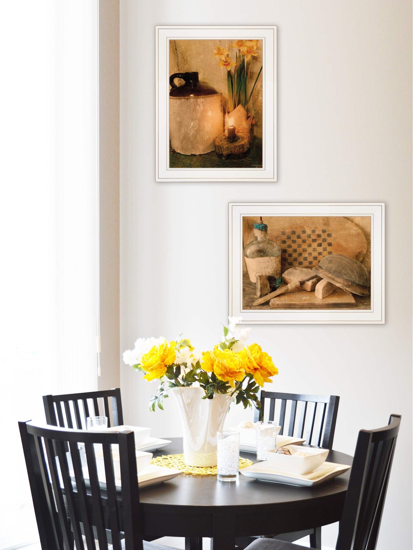 Set Of Two Daffodils and Cider 1 White Framed Print Bathroom Wall Art