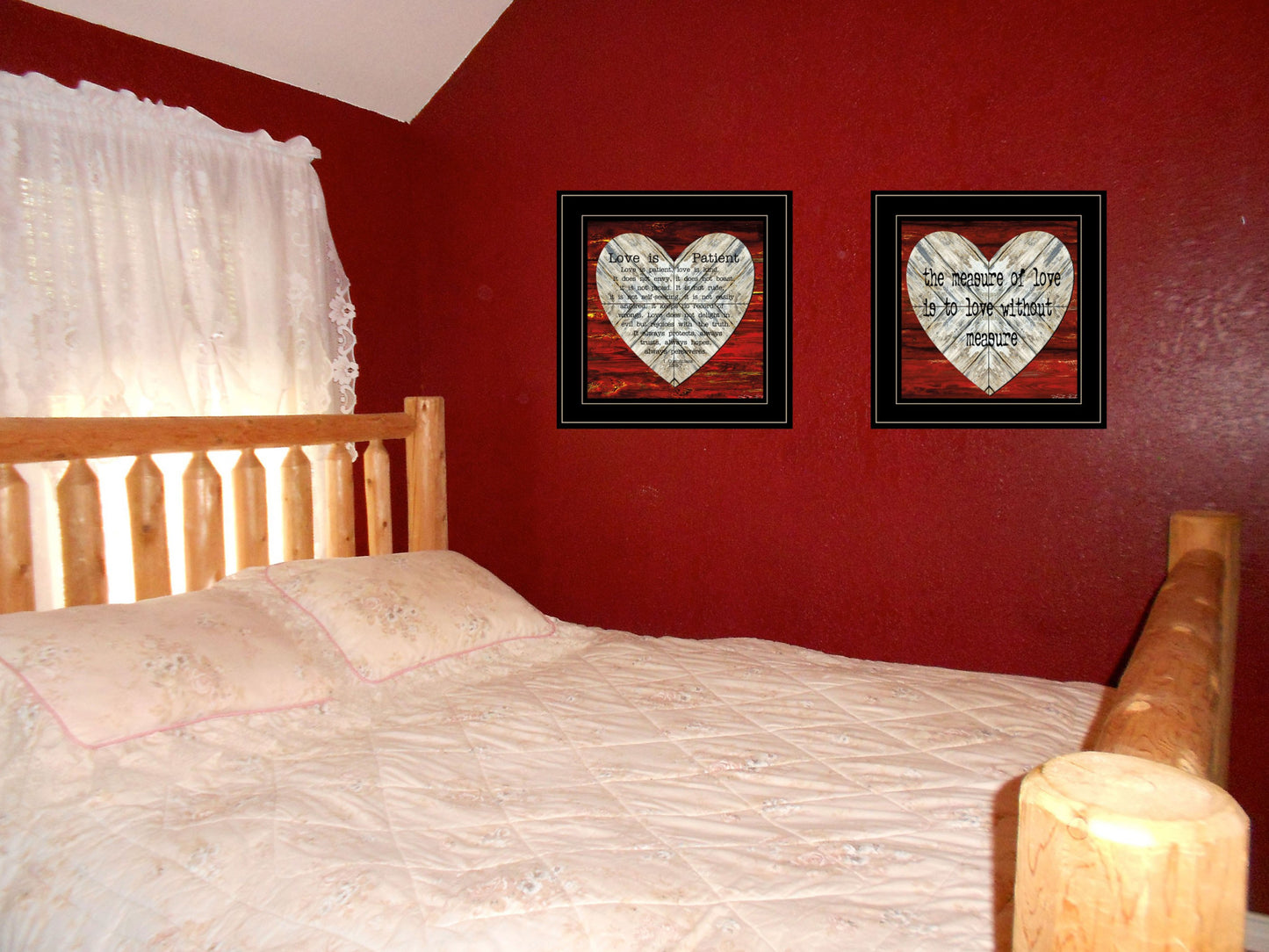 Set Of Two Love is Patient or Measure 2 Black Framed Print Wall Art