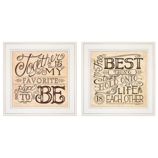 Set Of Two Together or Each Other 1 White Framed Print Wall Art