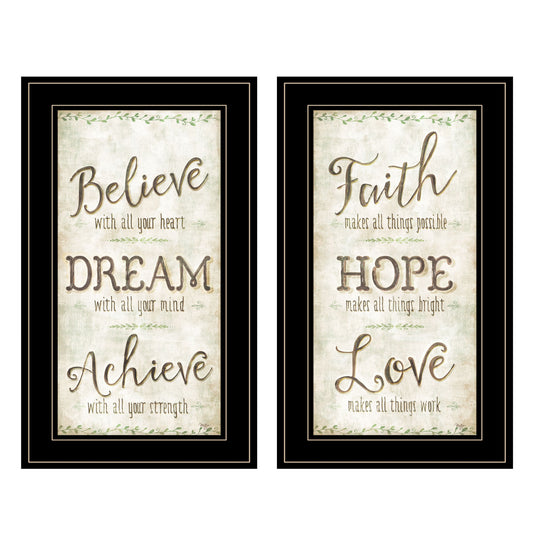 Set Of Two Faith or Believe 2 Black Framed Print Wall Art