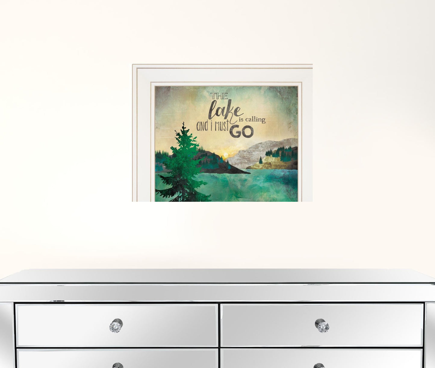 Set Of Two Lake or Sunshine 1 White Framed Print Wall Art