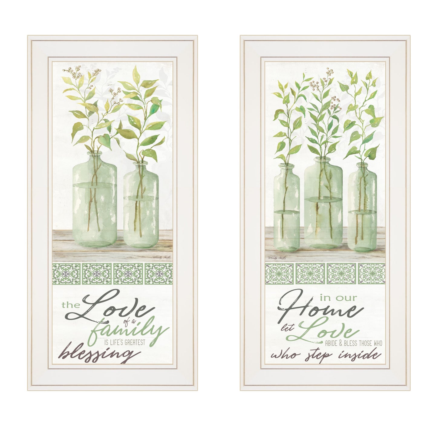 Set Of Two Home and Family White Framed Print Wall Art