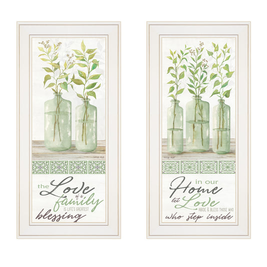 Set Of Two Home and Family White Framed Print Wall Art