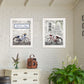 Set Of Two Romantic Bicycles 1 White Framed Print Wall Art