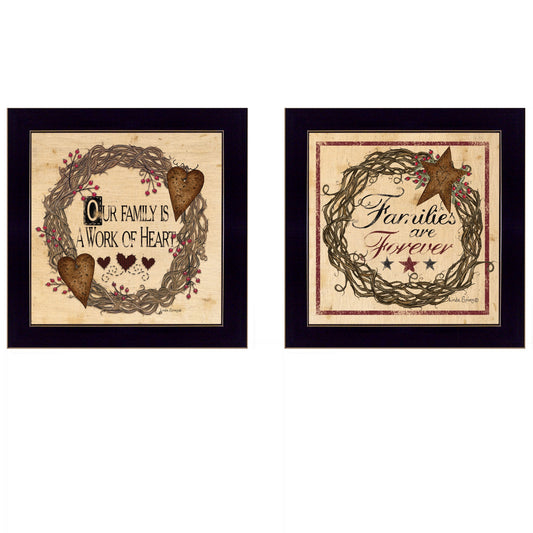 Set Of Two Family Wisdom II Black Framed Print Wall Art