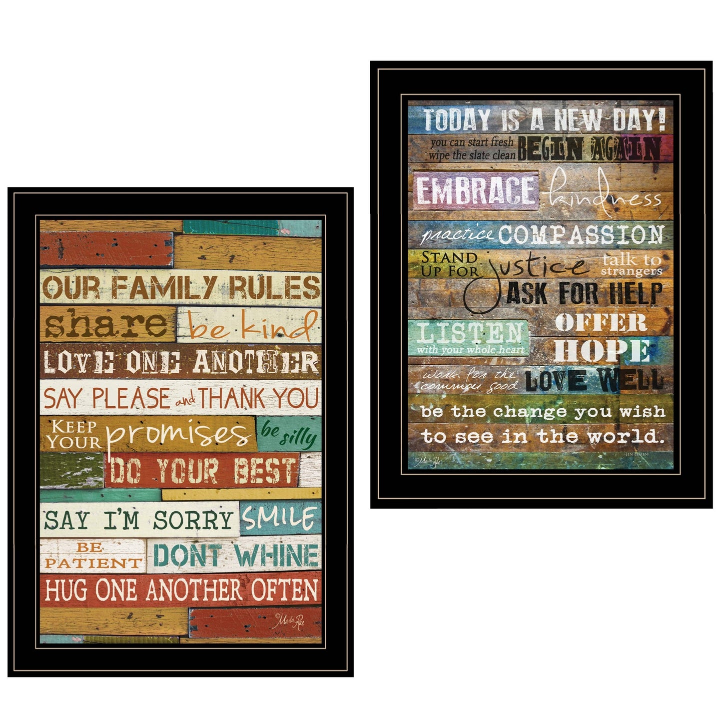 Set Of Two Today Is 2 Black Framed Print Wall Art