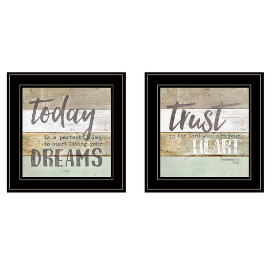 Set Of Two Trust in the Lord Black Framed Print Wall Art