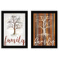 Set Of Two Family Tree or Roots 2 Black Framed Print Wall Art