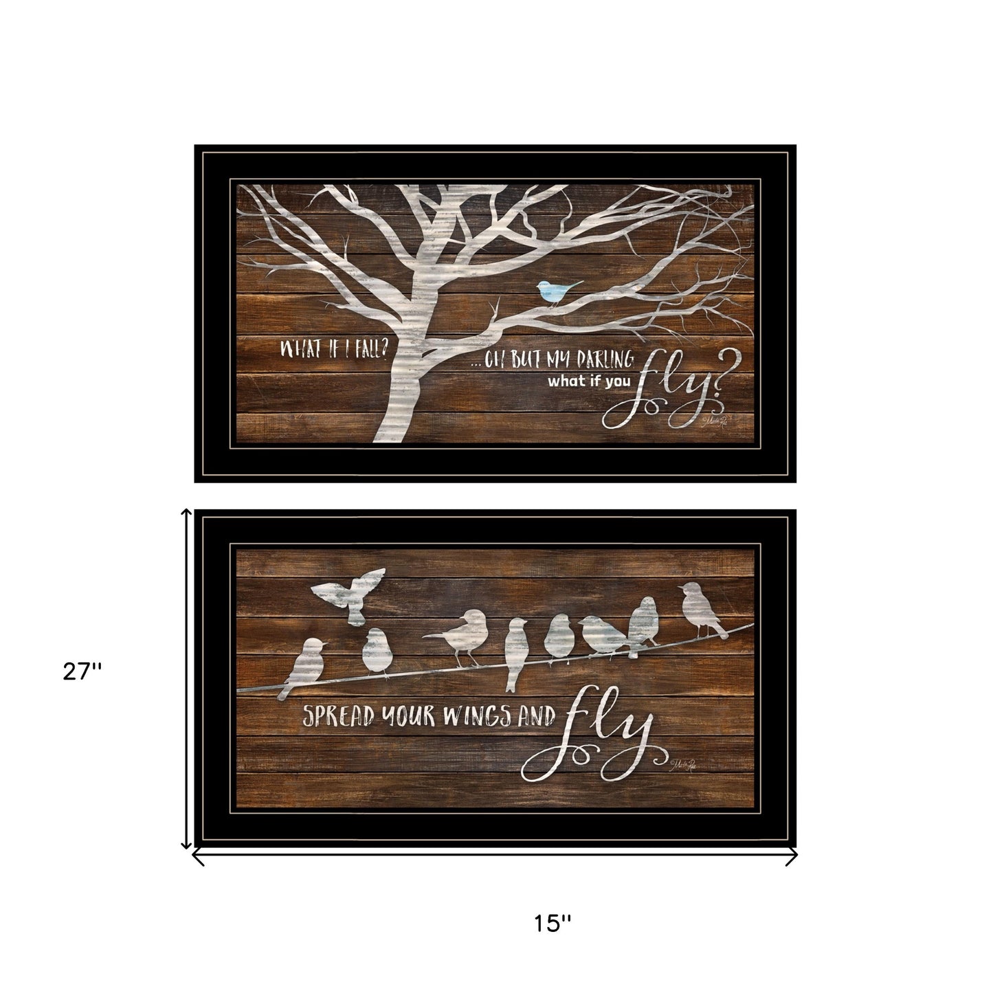 Set Of Two Spread Your Wings 2 Black Framed Print Wall Art