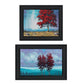 Set Of Two Red Trees 2 Black Framed Print Wall Art