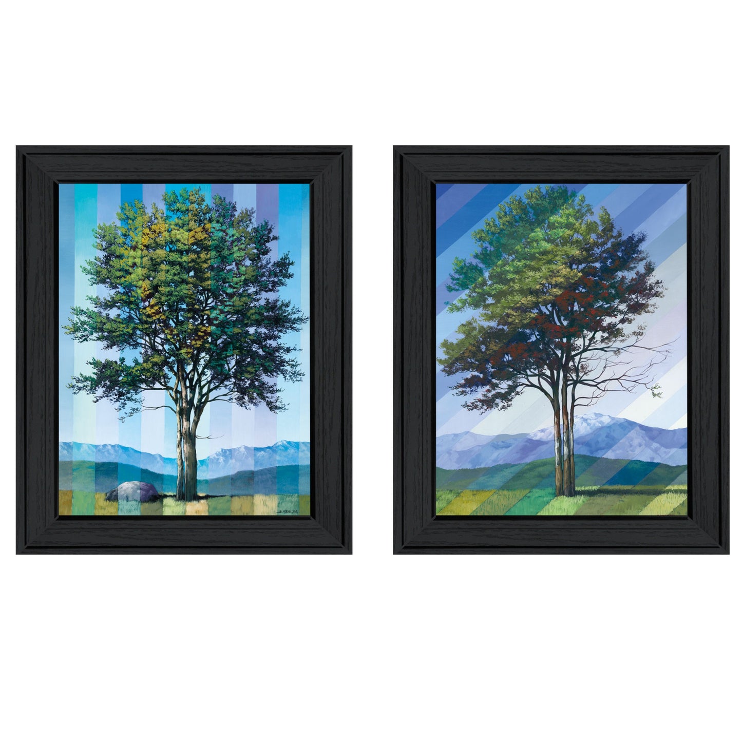 Set Of Two Catching Light as Time Passes 1 Black Framed Print Wall Art