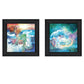 Set Of Two Mermaids 2 Black Framed Print Wall Art