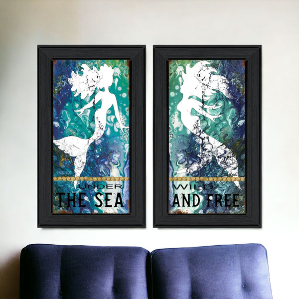 Set Of Two Under The Sea 2 Black Framed Print Wall Art