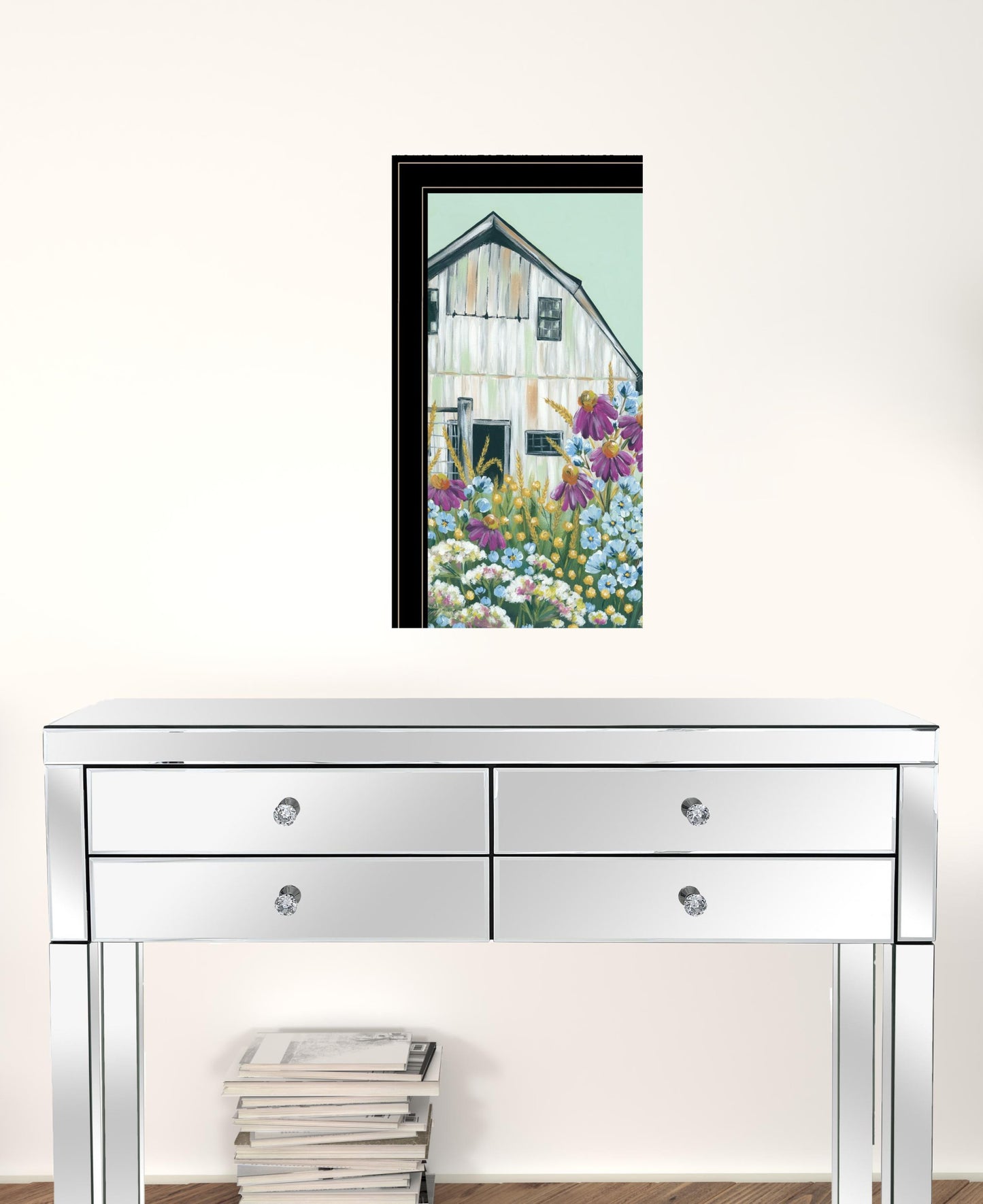 Set Of Two Floral Field 2 Black Framed Print Wall Art