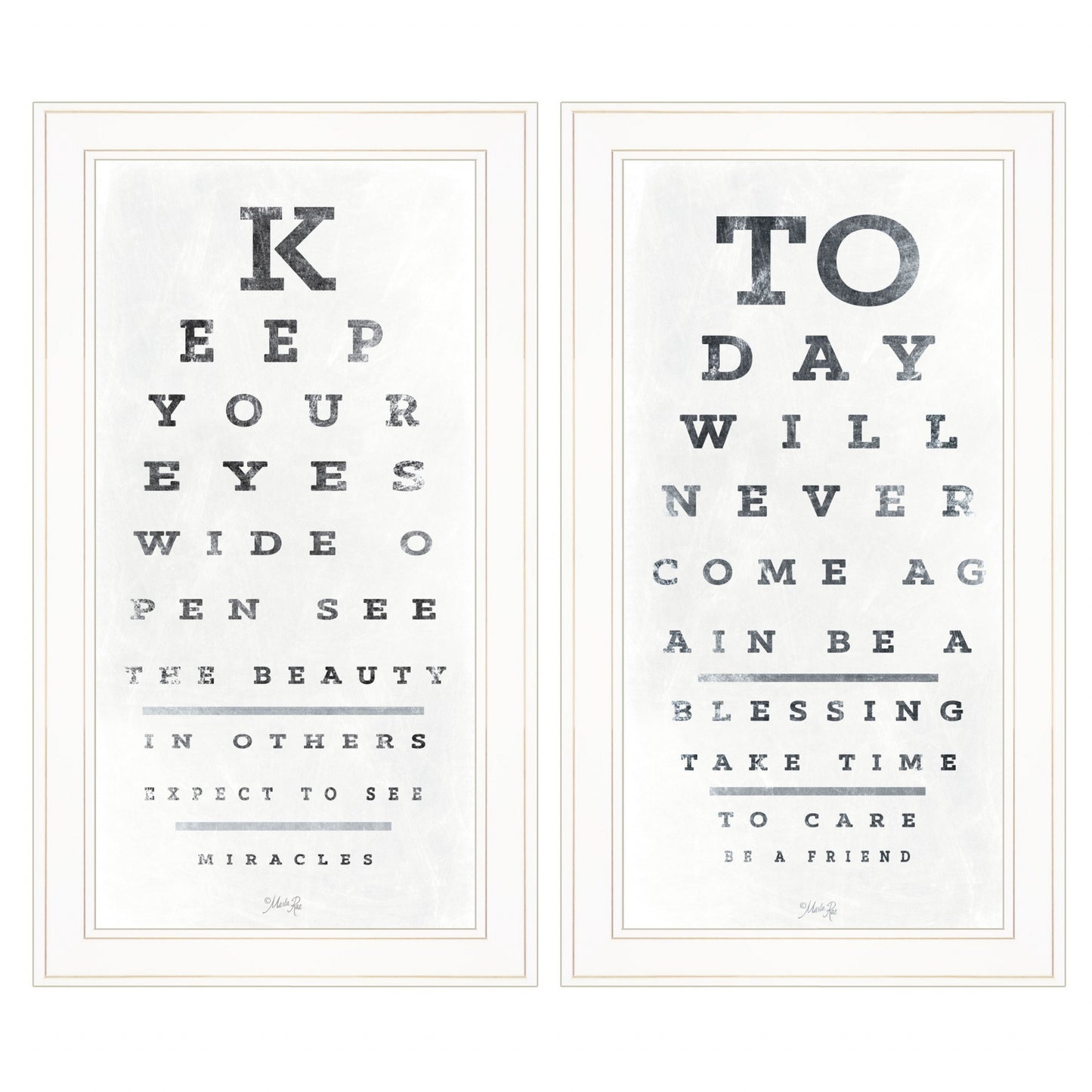 Set Of Two Eye Charts 3 White Framed Print Wall Art