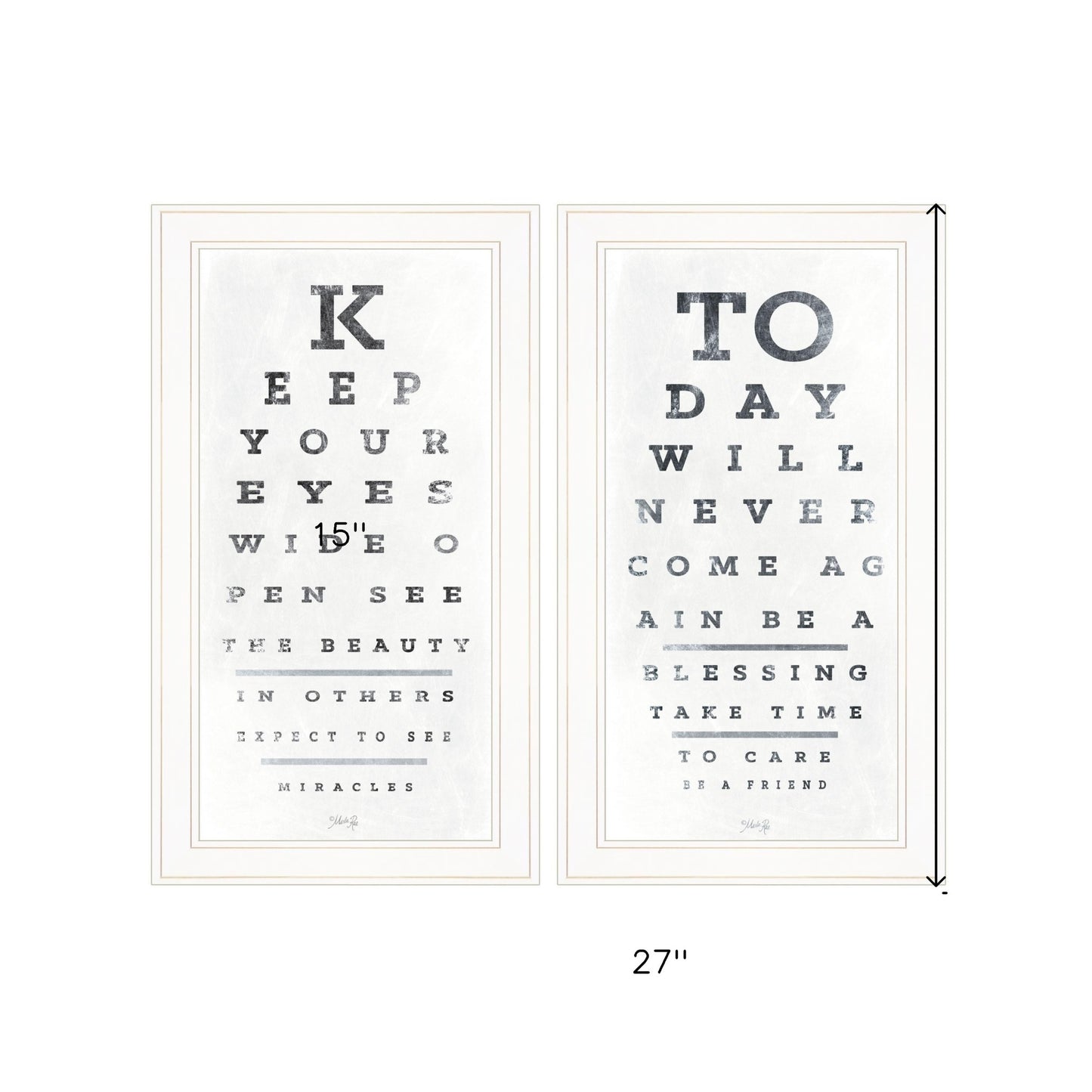 Set Of Two Eye Charts 3 White Framed Print Wall Art