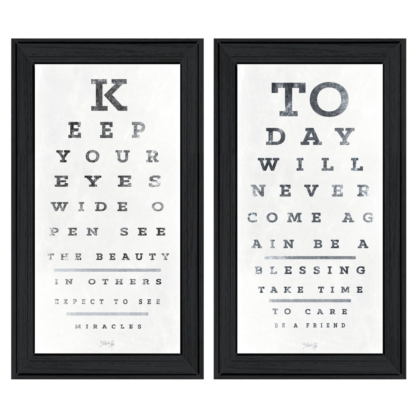 Set Of Two Eye Charts 4 Black Framed Print Wall Art