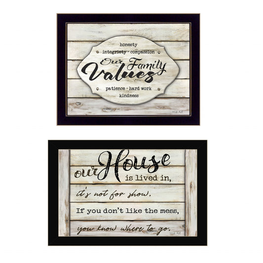 Set Of Two Family Values 3 Black Framed Print Wall Art