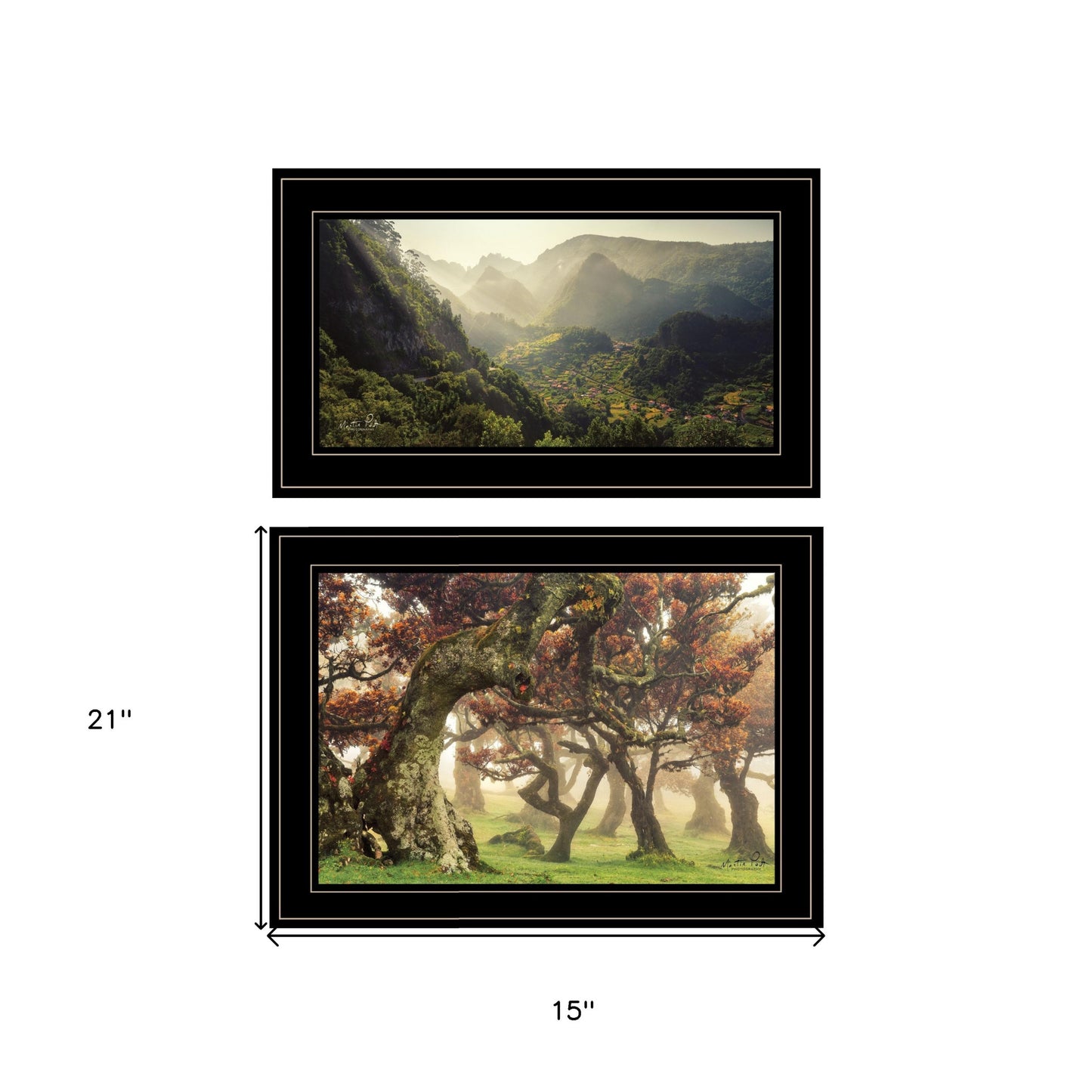 Set Of Two The Land of Hobbits 2 Black Framed Print Wall Art