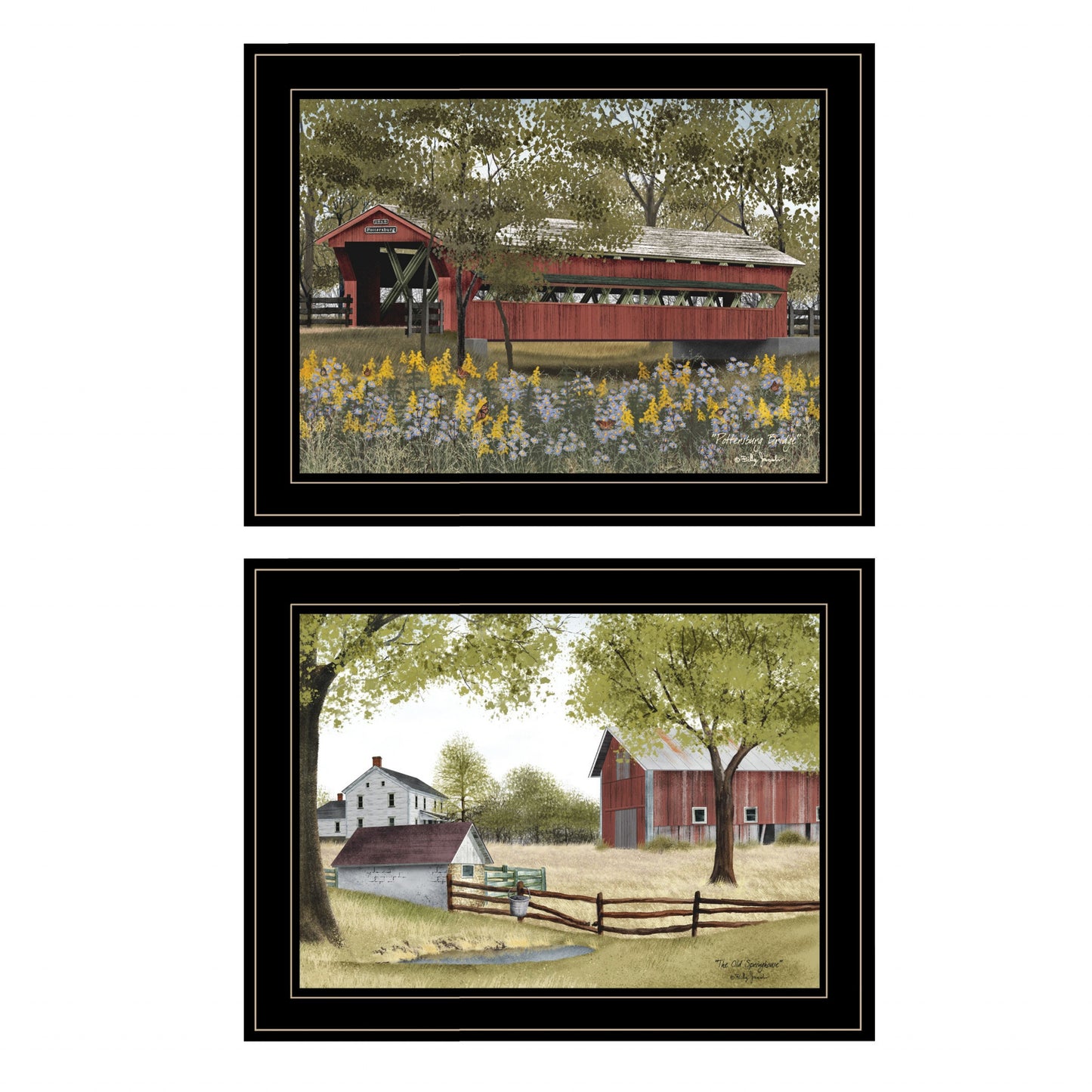 Set Of Two The Spring House 2 Black Framed Print Wall Art