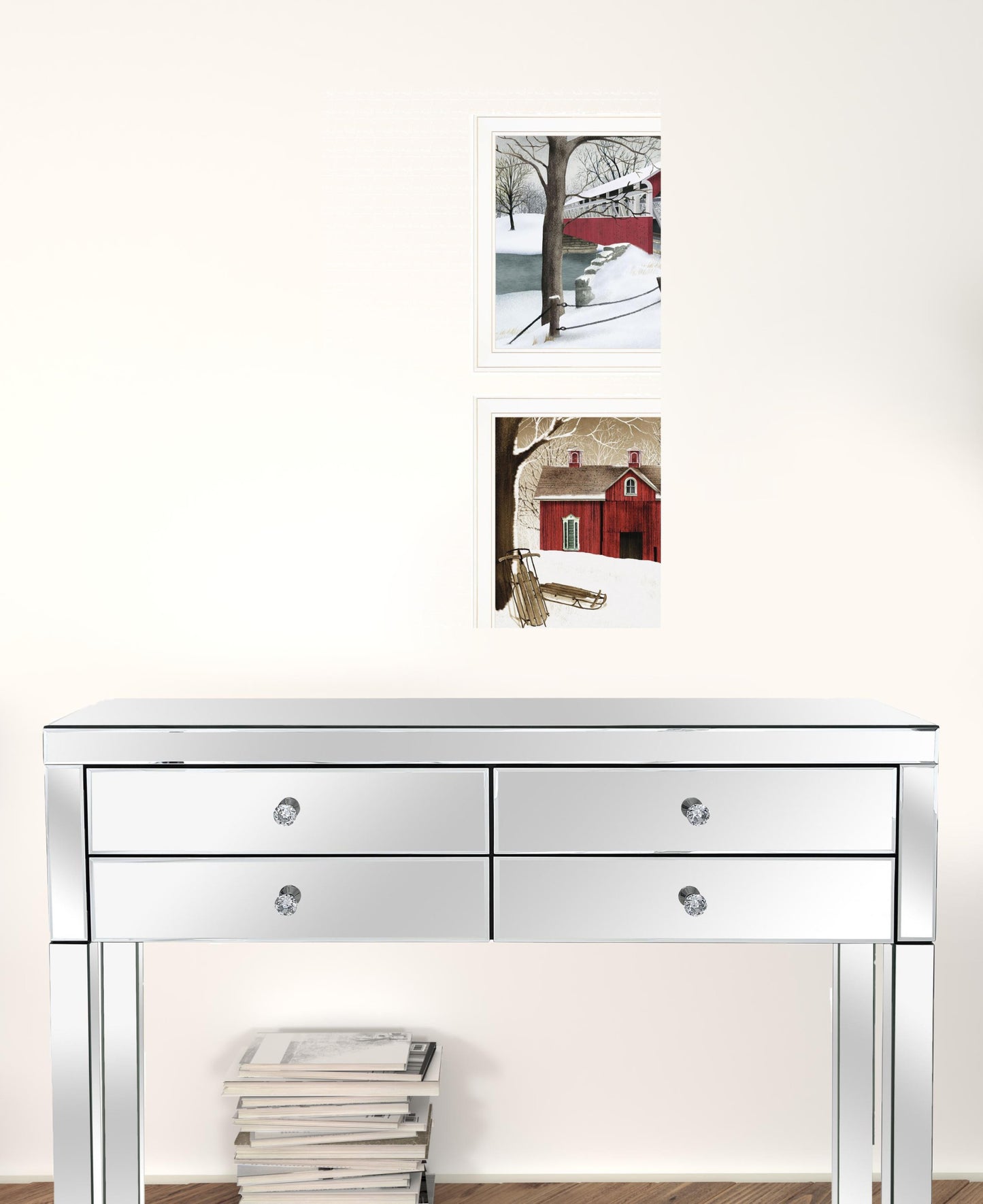 Set Of Two Crisp and New Fallen Snow 1 White Framed Print Wall Art