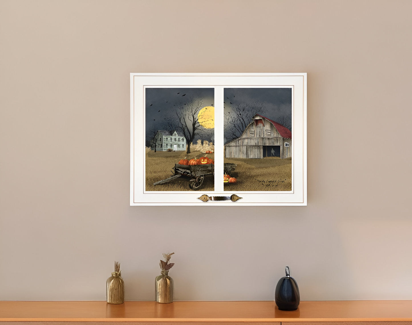 Spooky Harvest Moon 6 White Framed Print Kitchen Wall Art