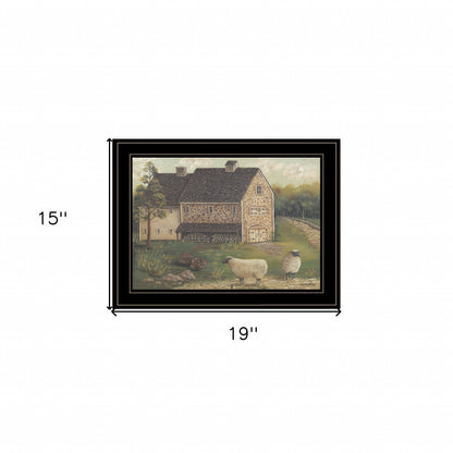 Stone Barn 3 Black Framed Print Wall Art