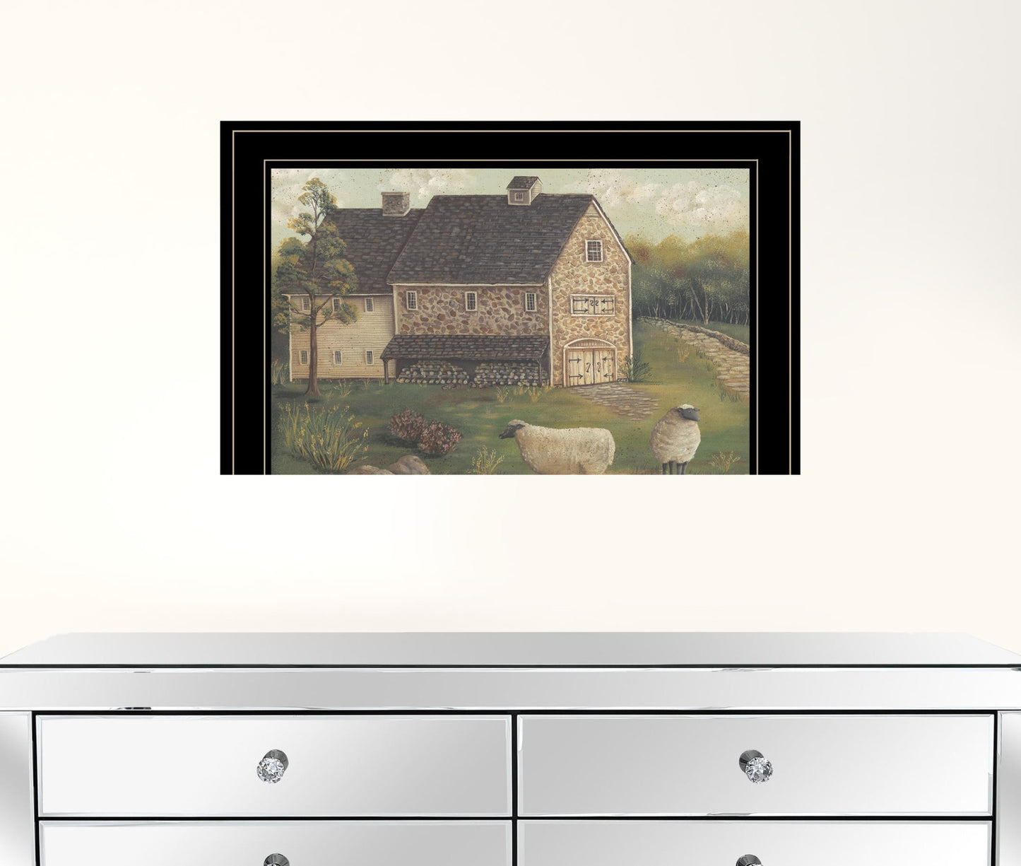 Stone Barn 3 Black Framed Print Wall Art