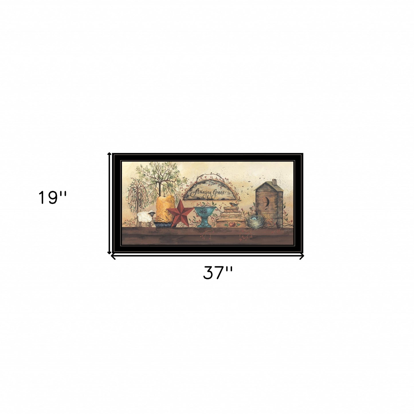 Amazing Grace Shelf 2 Black Framed Print Wall Art