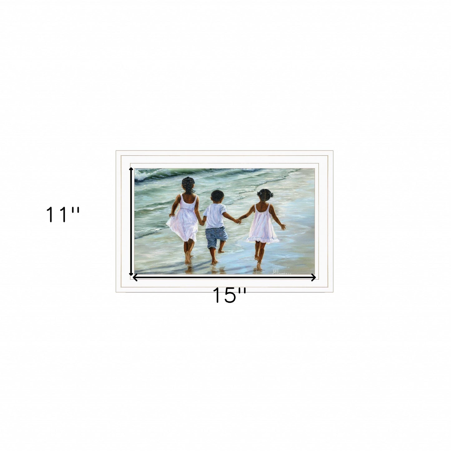 Running On The Beach 2 White Framed Print Wall Art