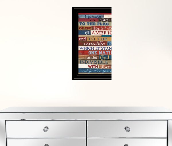 Red White and Blue Pledge Of Allegiance Black Framed Print Wall Art