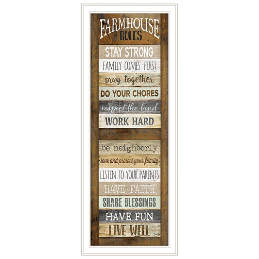 Farmhouse Rules 2 White Framed Print Wall Art