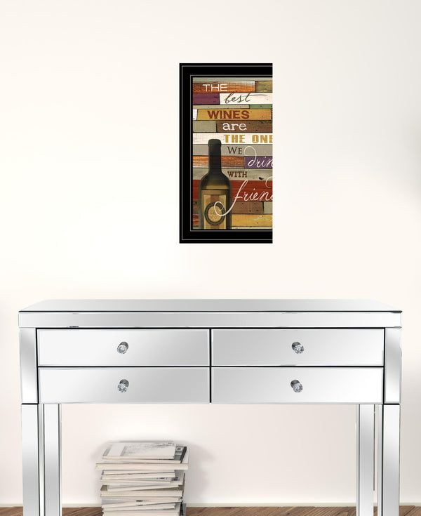 Wine With Friends Black Framed Print Wall Art