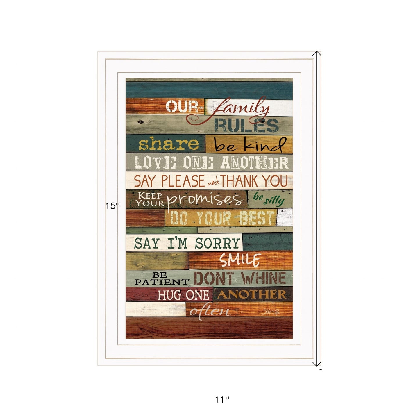 Our Family Rules 2 White Framed Print Wall Art