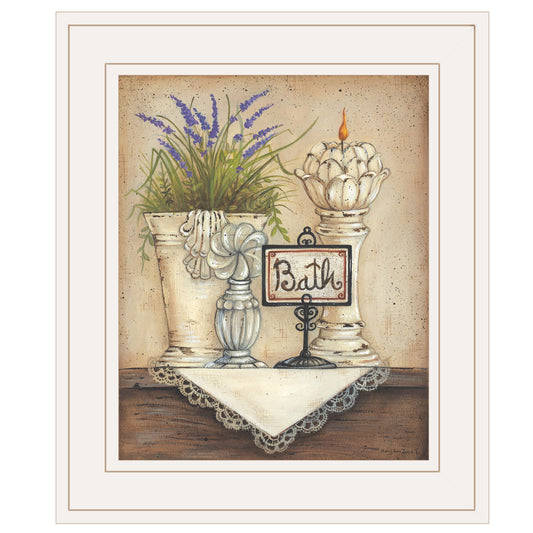 Bath Print 1 White Framed Print Bathroom Wall Art