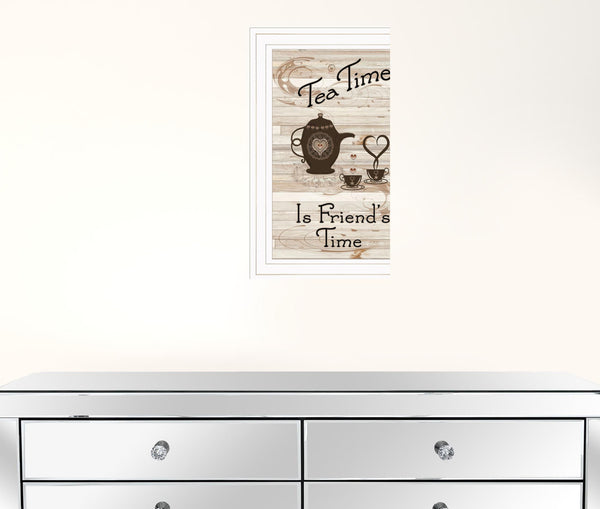 Tea Time is Friends Time 1 White Framed Print Kitchen Wall Art