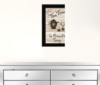 Tea Time is Friends Time 2 Black Framed Print Kitchen Wall Art