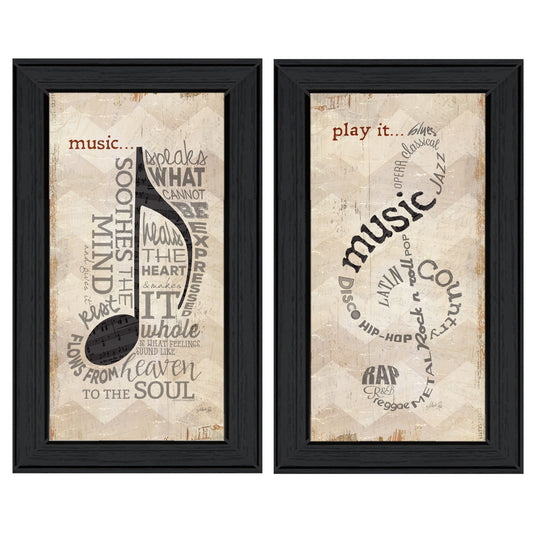 Set Of Two Music 8 Black Framed Print Wall Art