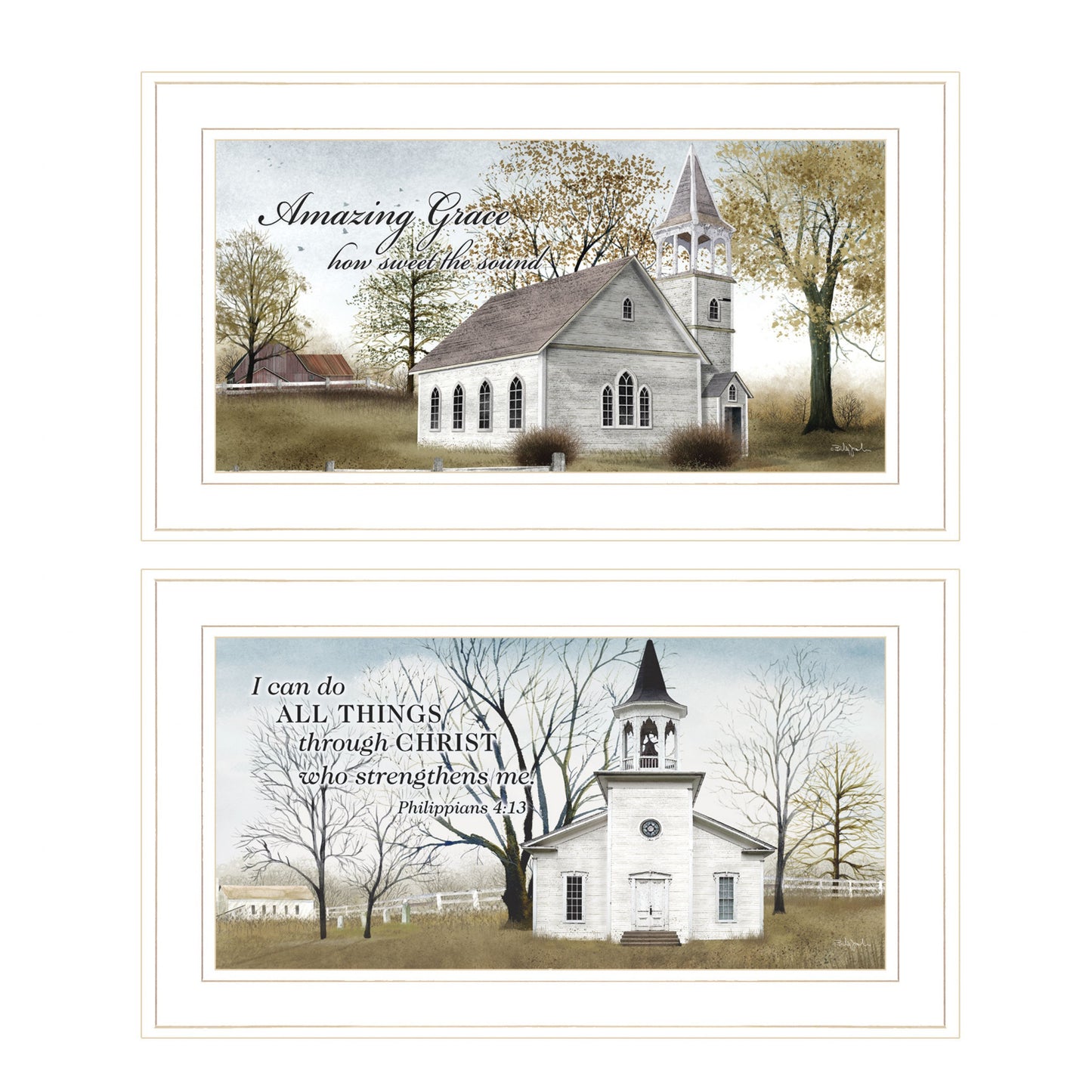 Set Of Two Amazing Grace 2 White Framed Print Wall Art