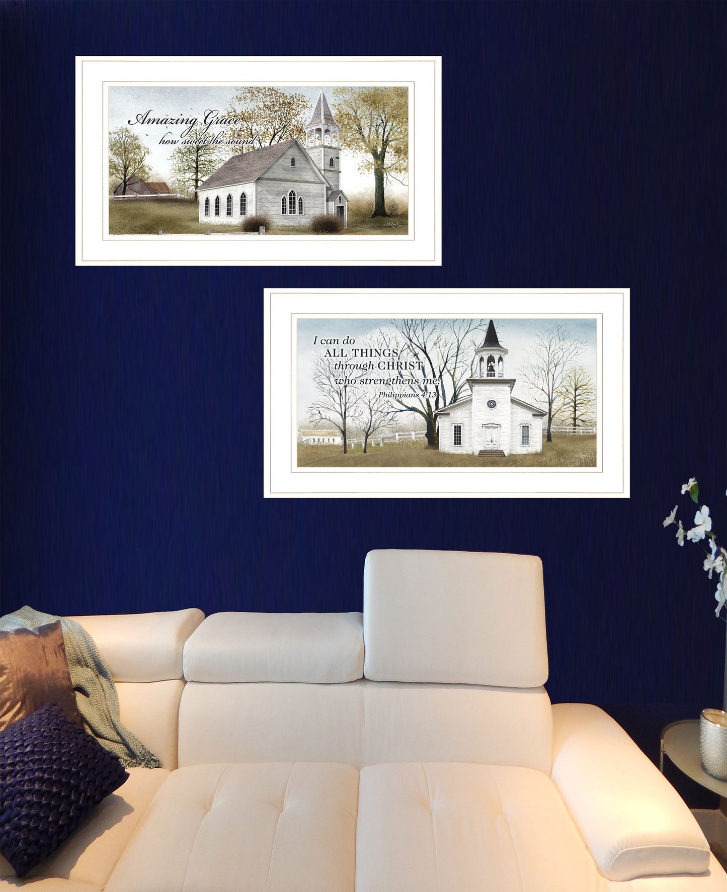 Set Of Two Amazing Grace 2 White Framed Print Wall Art